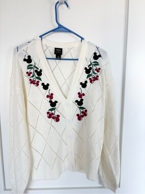Disney Mickey Cherry Cardigan Cream Knit Her UniverseCottagecore Y2K- medium